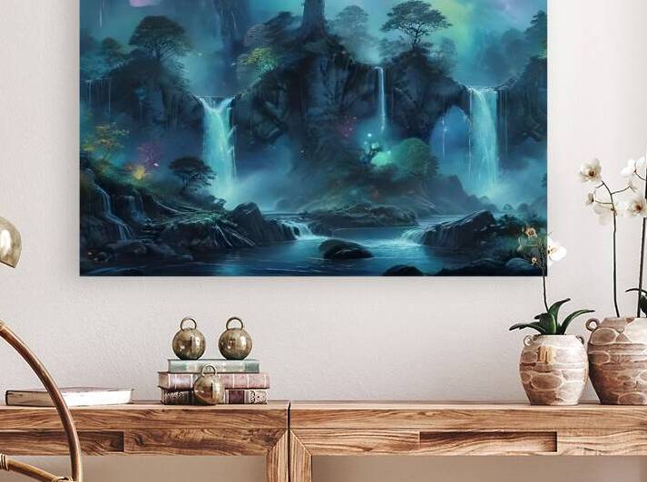 Enchanted Forgotten Ruins – Mystical Fantasy Watercolor Artwork by sama photo