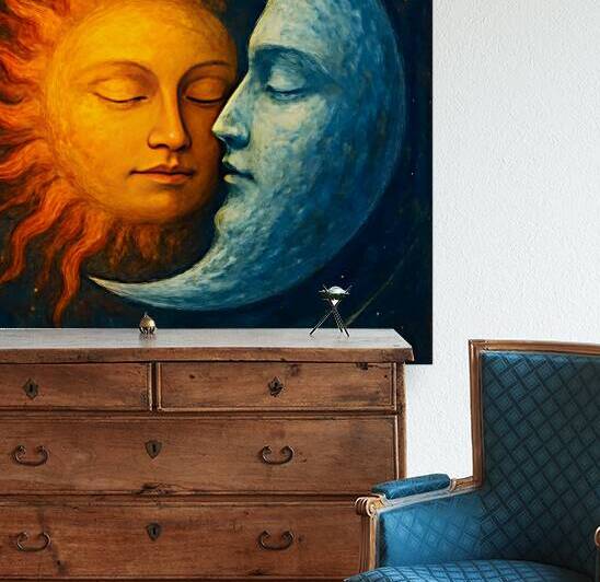 Celestial Embrace - Sun and Moon Mystical Art Print by sama photo