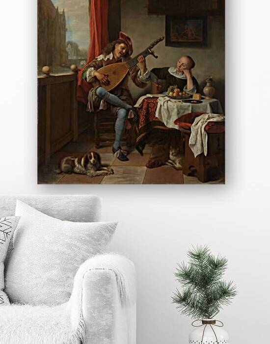 17th Century Music Scene – Digital Restoration 16K Ultra-HD Wall Art | Lute Player & Historical Interior by sama photo