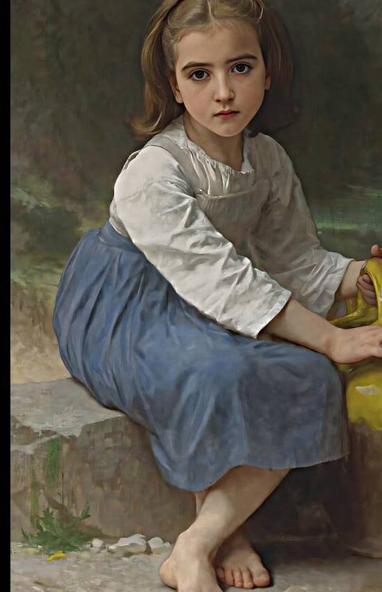 The Little Water Carrier – 19th Century Academic Painting Remastered 16K Wall Art by sama photo