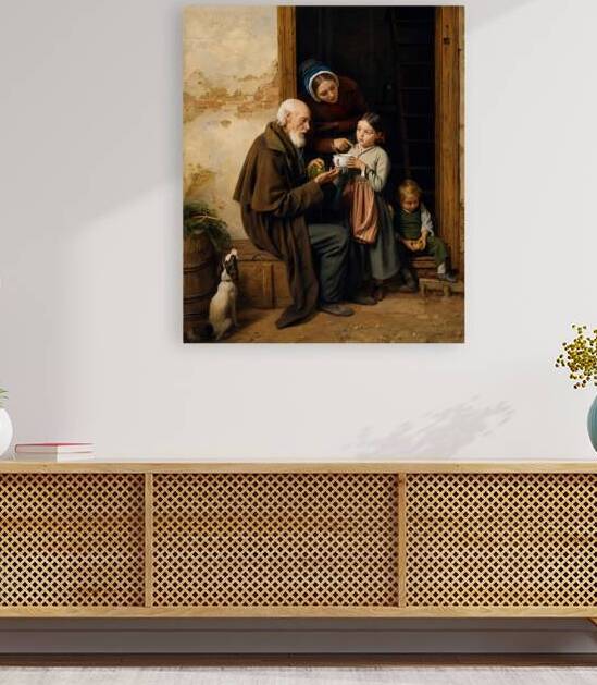 The Charitable Gift 1850 – Restored 16K Classical Masterpiece by Ferdinand Georg Waldmuller by sama photo