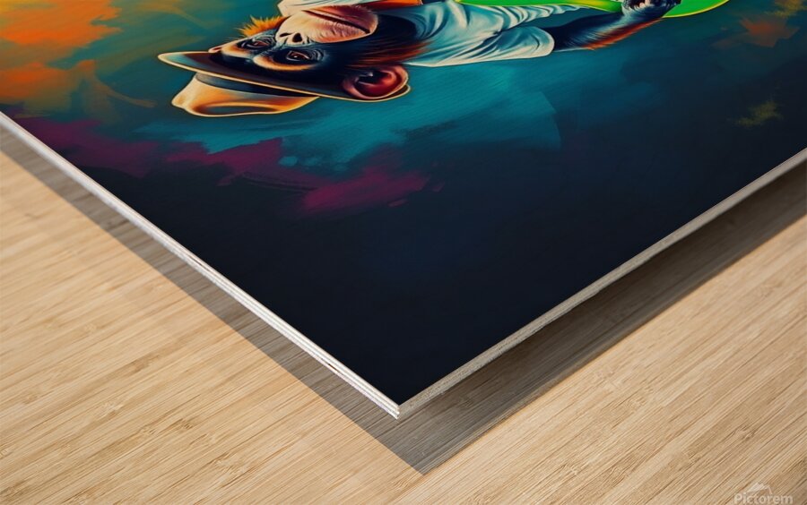 Singe guitariste  Wood print