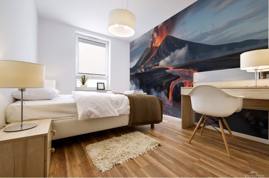 volcanic mountain eruption Mural print
