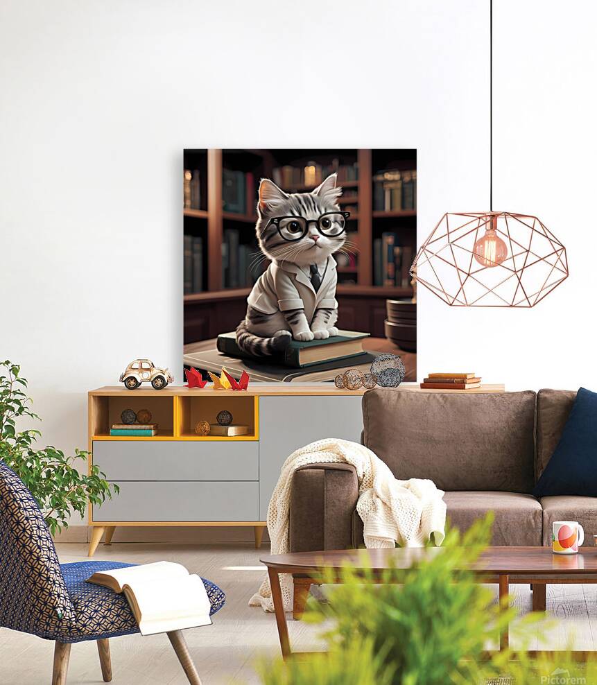 cat in the library Reproduction