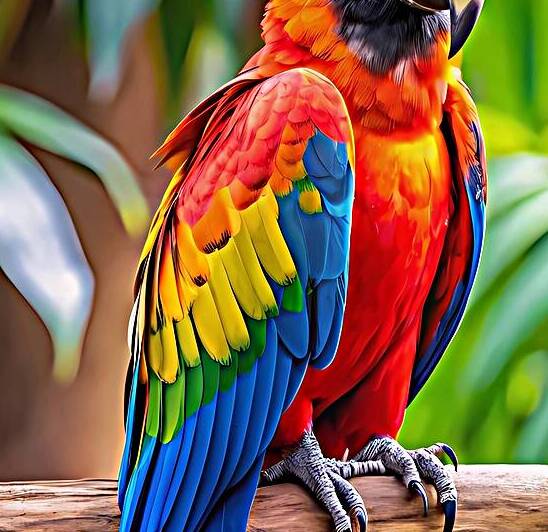  a cute macaw parrot on a tree branch  by rassam