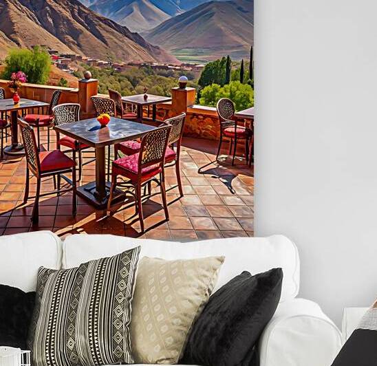  a terrace of a traditional cafe restaurant on a atlas moroccan mountain by rassam