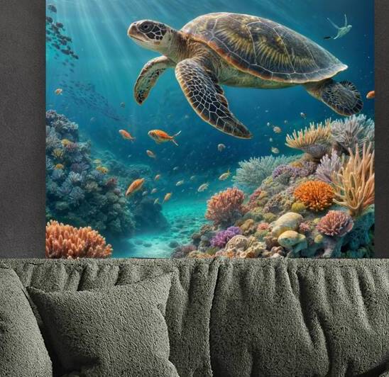 wallpaper image of a giant turtle underwater by rassam