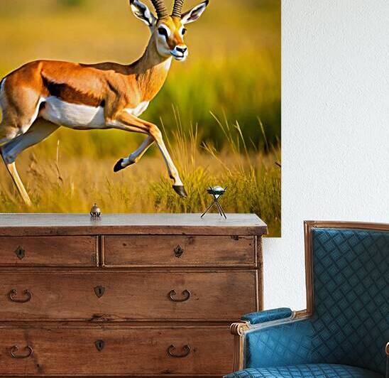  reem gazelle running in the prairie savane by rassam