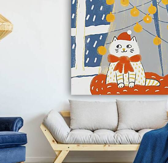 drawing cat celebrating christmas by rassam