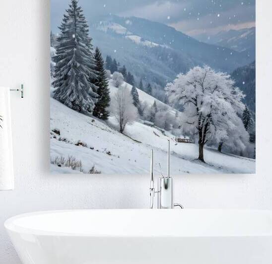 snow falls on the relief  trees  winter weather  by rassam