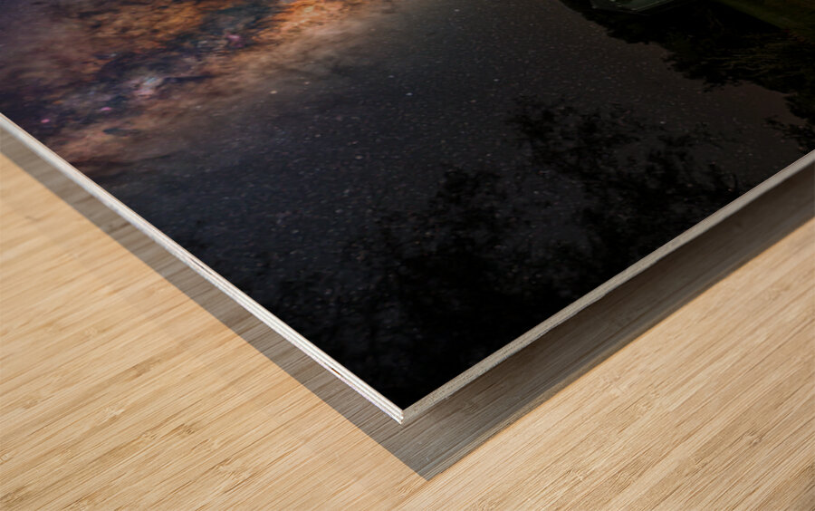 Milky Way over Diona Building by E. Farmer & M. Killion Wood print