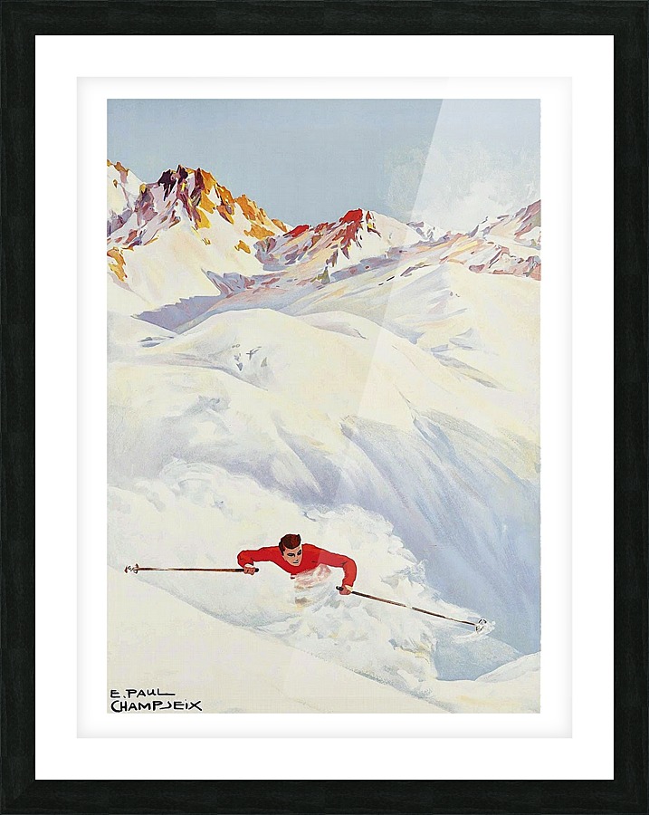 Skiing in the Mountains Picture Frame print