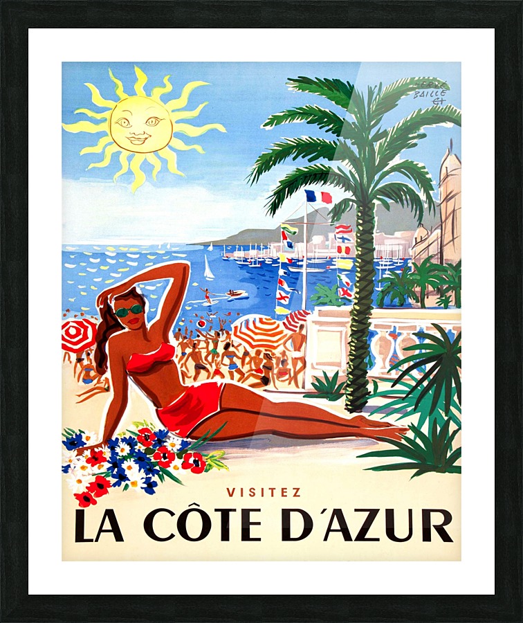 Sunbathing on French Riviera Picture Frame print