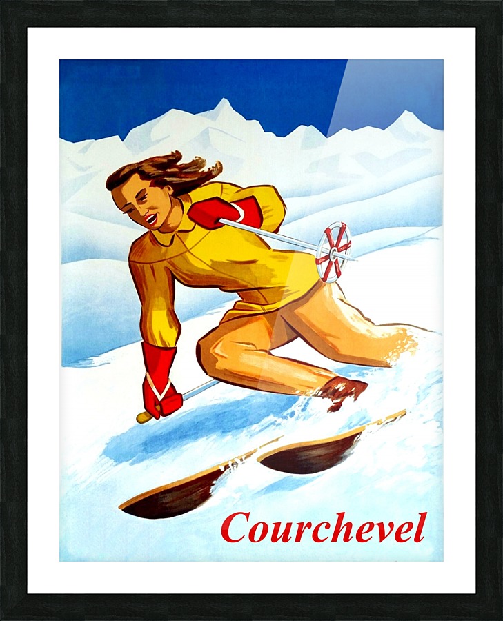 Skiing in Courchevel Picture Frame print