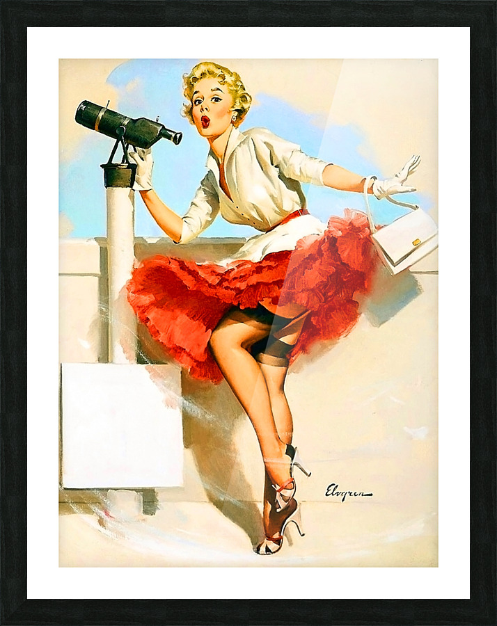 Binoculars Girl Picture Frame print