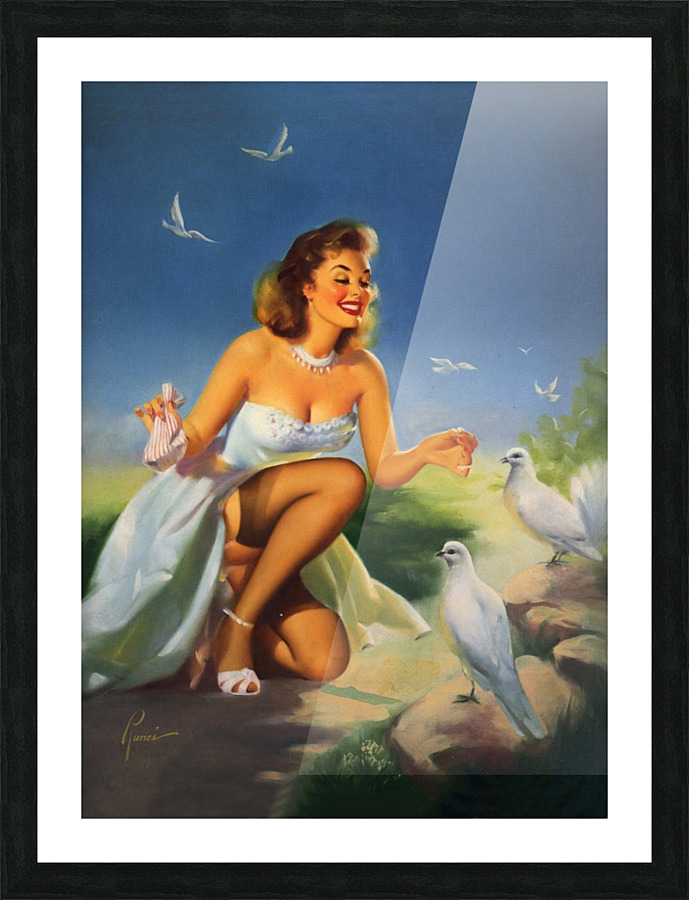Feeding Birds Picture Frame print