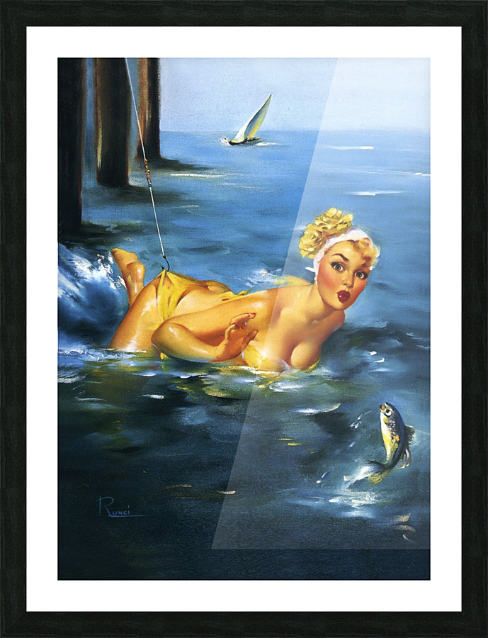 Swimmer on Hook Picture Frame print