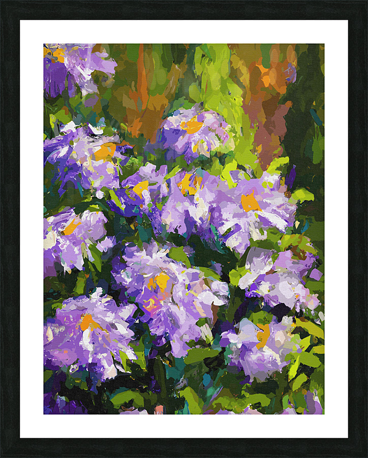 Blue England Aster Flowers Picture Frame print