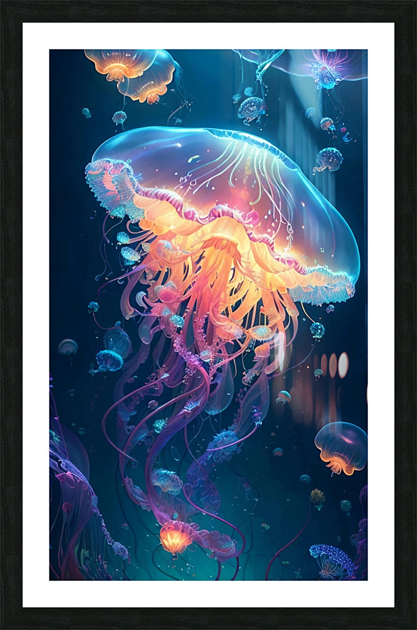 Glowing Jellyfish Picture Frame print
