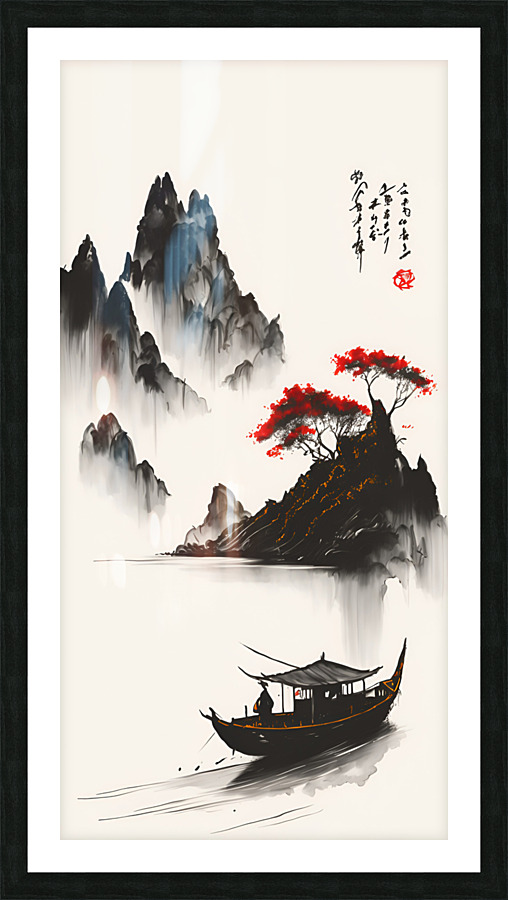Old Chinese Siling  Boat Picture Frame print