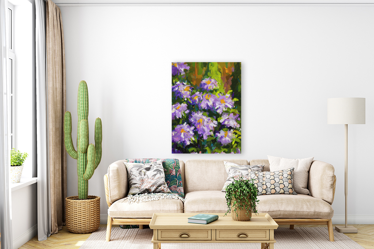 Blue England Aster Flowers Reproduction
