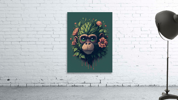 Cute Floral Monkey Wall Preview
