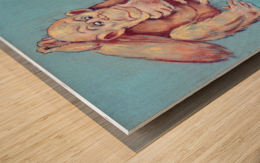 Monkey and Cat Playing Chess Wood print