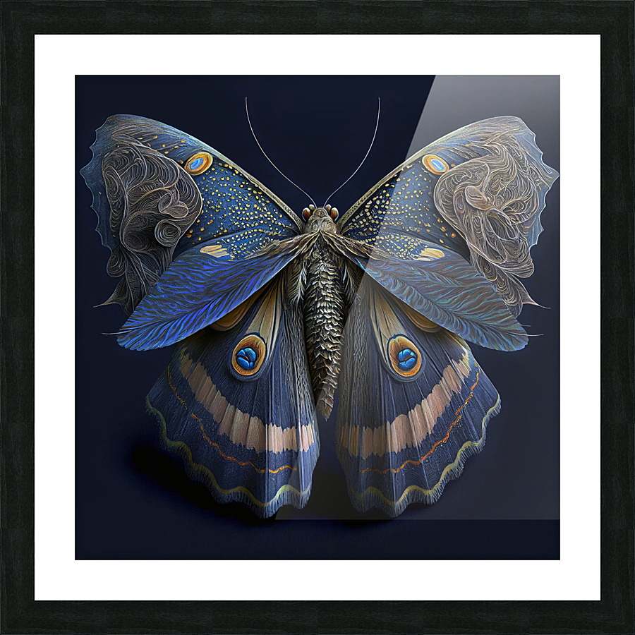 moth lineart Picture Frame print