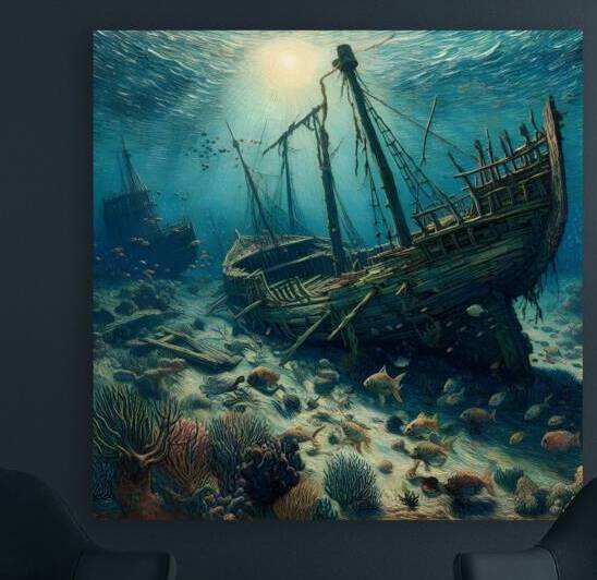 A long forgotten Viking ship in the ocean by alianshopart