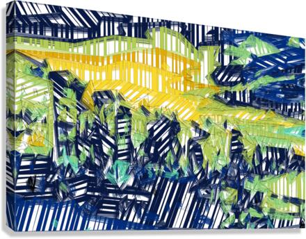 Abstract Shapes Blue Yellow  Canvas Print