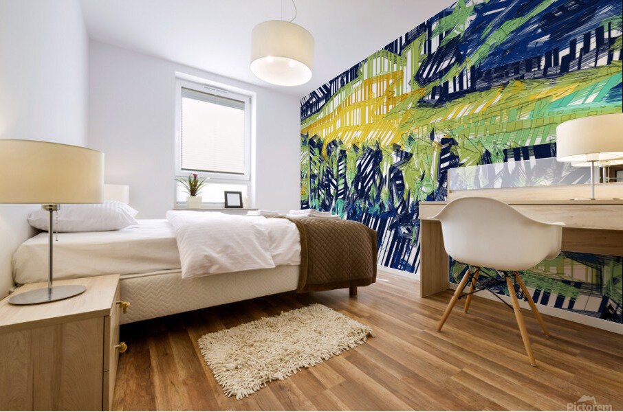Abstract Shapes Blue Yellow  Mural print