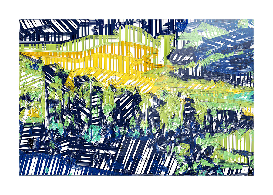 Abstract Shapes Blue Yellow  Picture Frame print