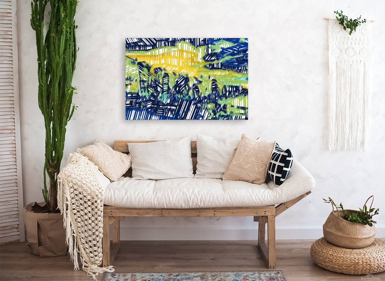Abstract Shapes Blue Yellow  Reproduction