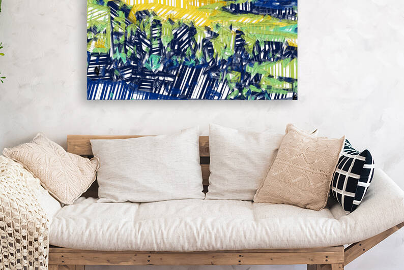 Abstract Shapes Blue Yellow  by PWA