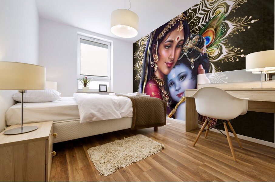 Gods of Love and Tenderness - Yashoda Krishna Mural print