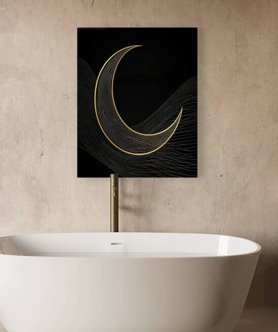 	 Golden Crescent Moon Abstract Background by CELESTIALWILD