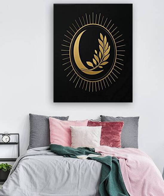 Black Gold Moon Sunburst Wall Art | Luxury Celestial Print | Acrylic · Metal · Canvas | Home Decor by CELESTIALWILD