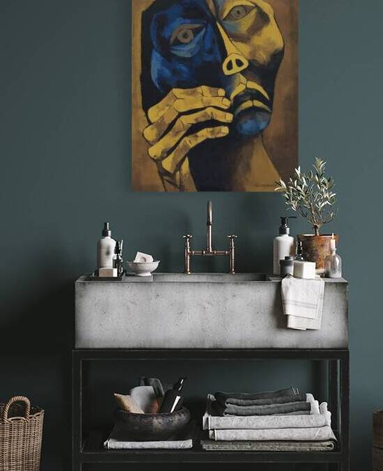 Oswaldo Guayasamin - Cabeza y mano 1980 by Guayasamin