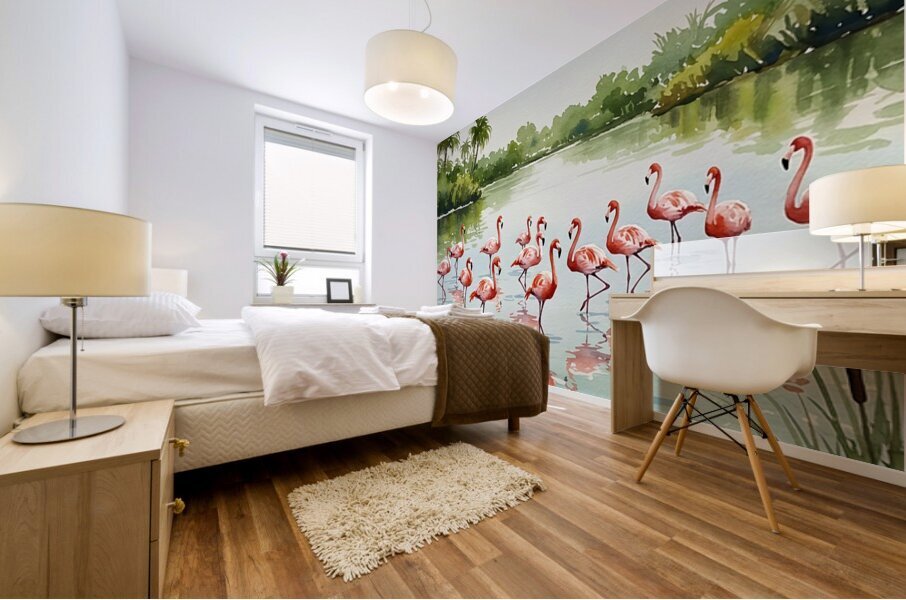 Flamingo Oasis Mural print