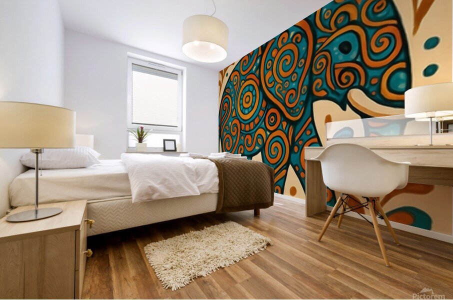 The Festive Elephant Mural print