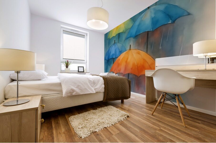 Floating Umbrellas Mural print