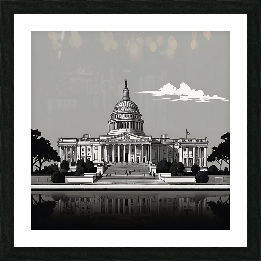 Washington Monochrome Picture Frame print