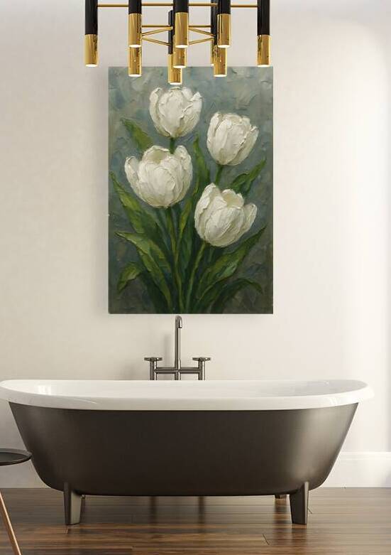 White Tulips in Bloom by Roz art