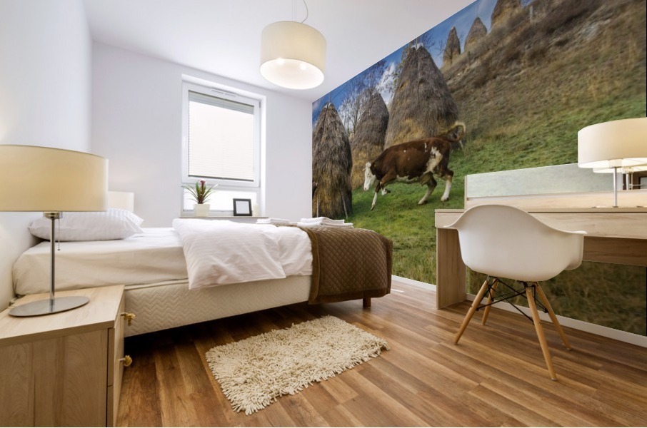 Man against beast  Mural print