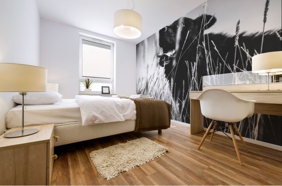 Black dog Mural print