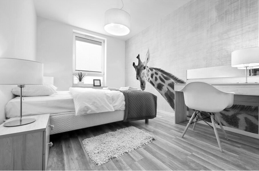 Peekaboo giraffe Mural print