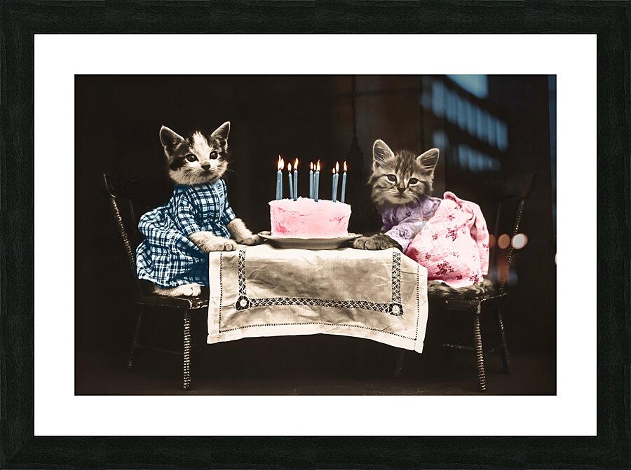 Vintage kittens birthday Picture Frame print