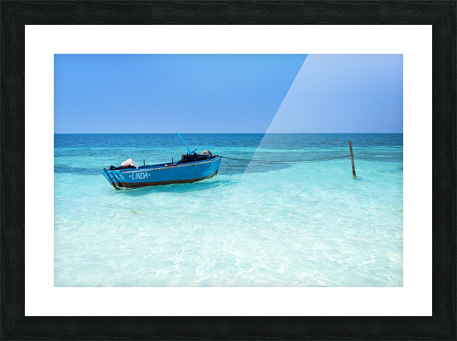 Blue boat Picture Frame print