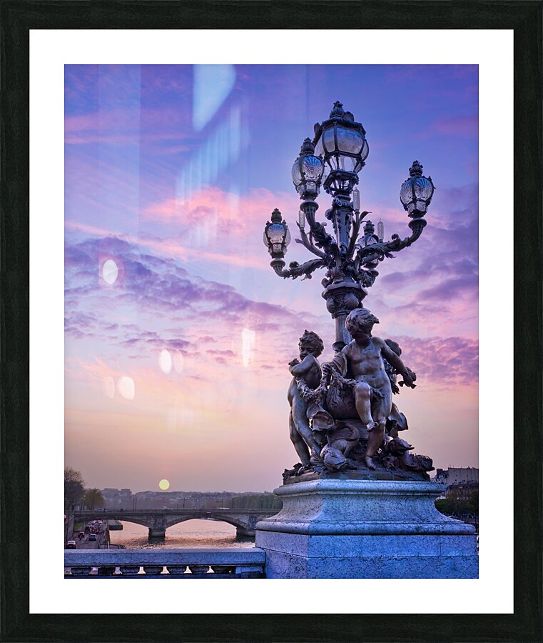 Alexandre III bridge in Paris at sunset Picture Frame print