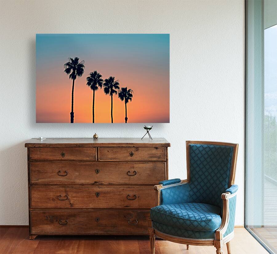 Palm trees at sunset Reproduction
